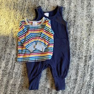 Hanna Andersson overalls and tee shirt 12-18 months